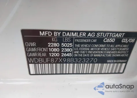 2008 Mercedes-Benz E 350 4Matic z USA, uszkodzony, nr VIN WDBUF87X98B323270